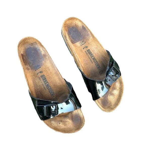 Birkenstock Madrid Black Patent Leather Sandals Birk Size‎ 41 L10 M8 - Picture 3 of 16